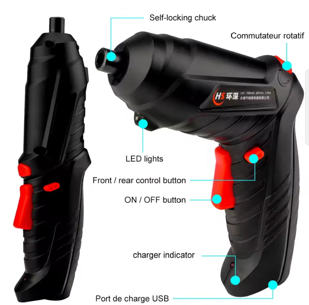 47 Pieces Rechargeable Electric Screwdriver Kit