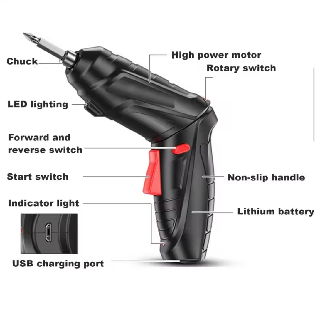 47 Pieces Rechargeable Electric Screwdriver Kit